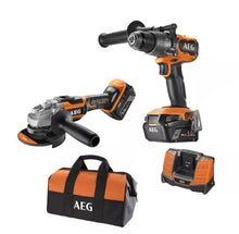 AEG 2'li Akülü Set JP18A2-502B 18V Akülü Set BSB18C3BL Darbeli Matkap + BEWS18-125BL Avuç Taşlama Çift akülü 2x5.0Ah- 4935480951