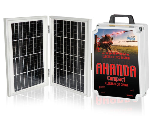 PUHU AHANDA COMPACT Güneş Enerjili Elektrikli Çit Cihazı (20W Panel + 12V/14Ah Jel Akü) (15000 Volt = 20.000 m)
